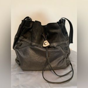 See by Chloe - black leather & suede crossbody bucket bag - GUC